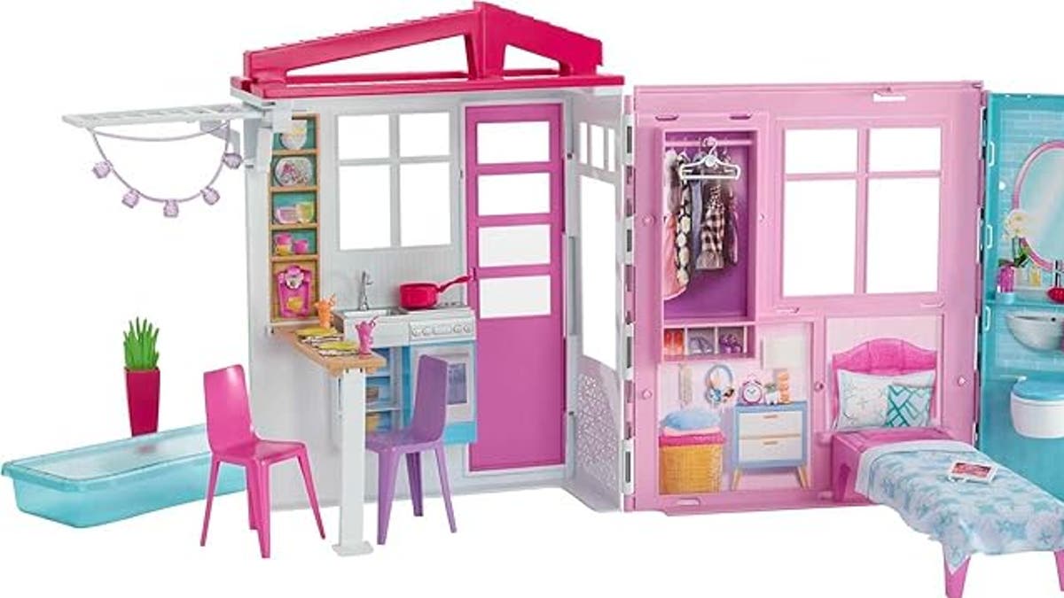Barbie Dollhouse, Portable 1-Story Playset with Pool