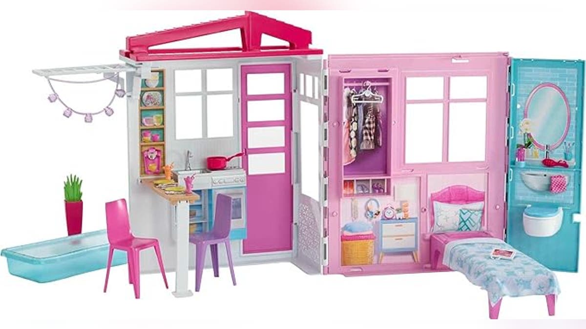 Barbie Dollhouse, Portable 1-Story Playset with Pool