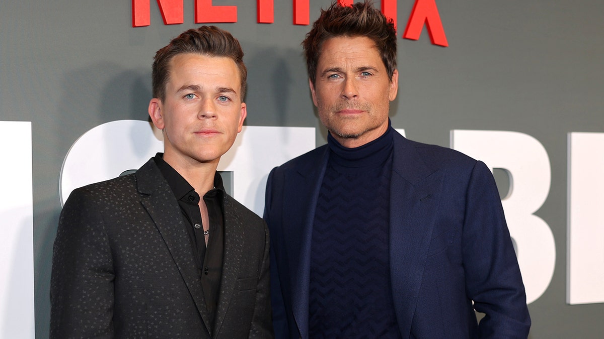 Rob Lowe and his son John Owen at the premiere of Unstable