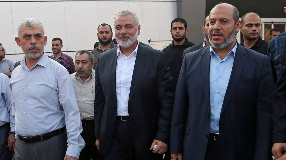 Hamas senior leaders visit the border crossing in Gaza