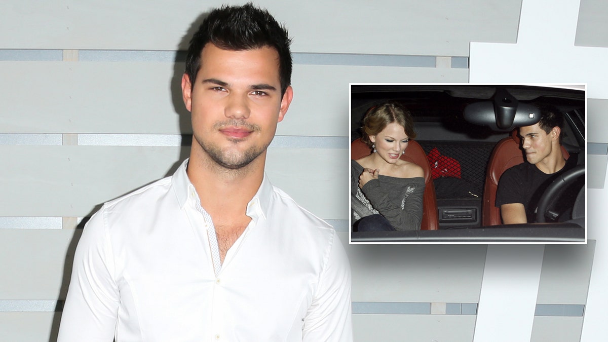 Taylor Lautner with inset of him with Taylor Swift