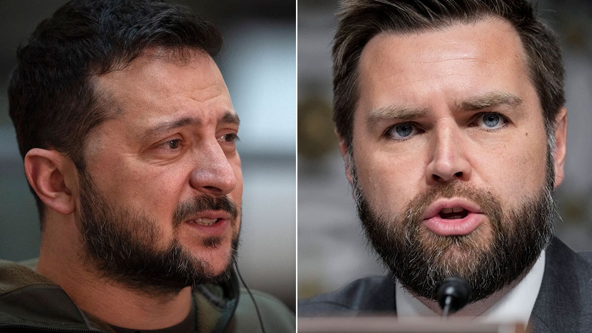 Zelenskyy and JD Vance side by side cropped image
