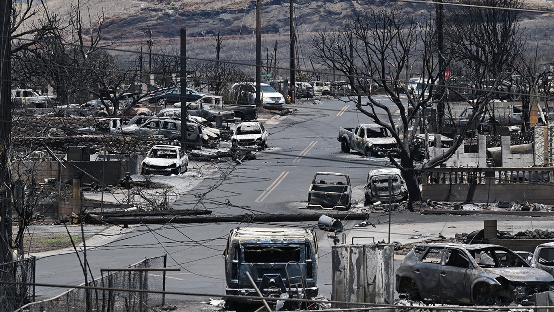 Fire damage is seen in Lahaina, Hawaii