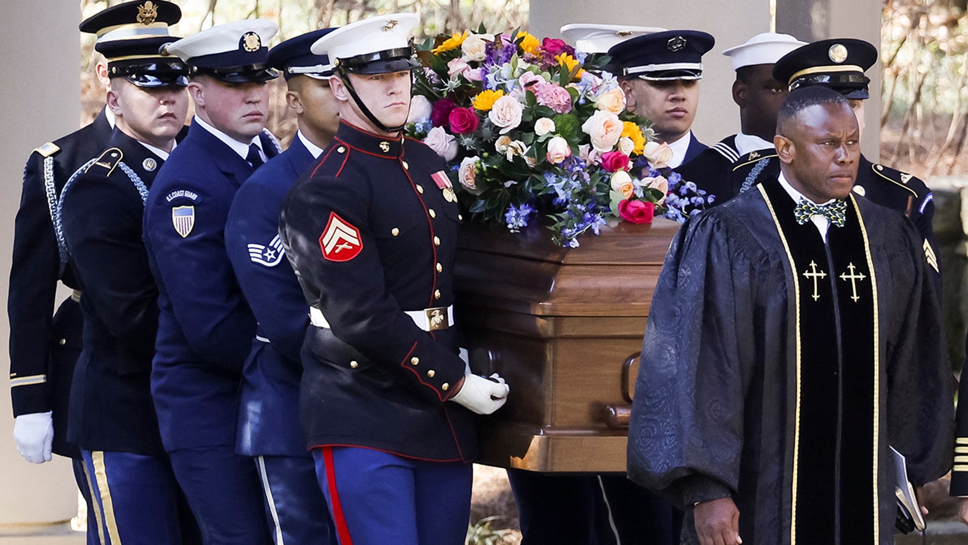 Rosalynn Carter's casket is carried during her funeral