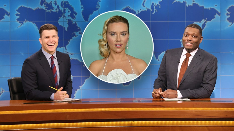 Colin Jost says he can't enjoy Scarlett Johansson's movies without alcohol  during 'SNL' joke swap