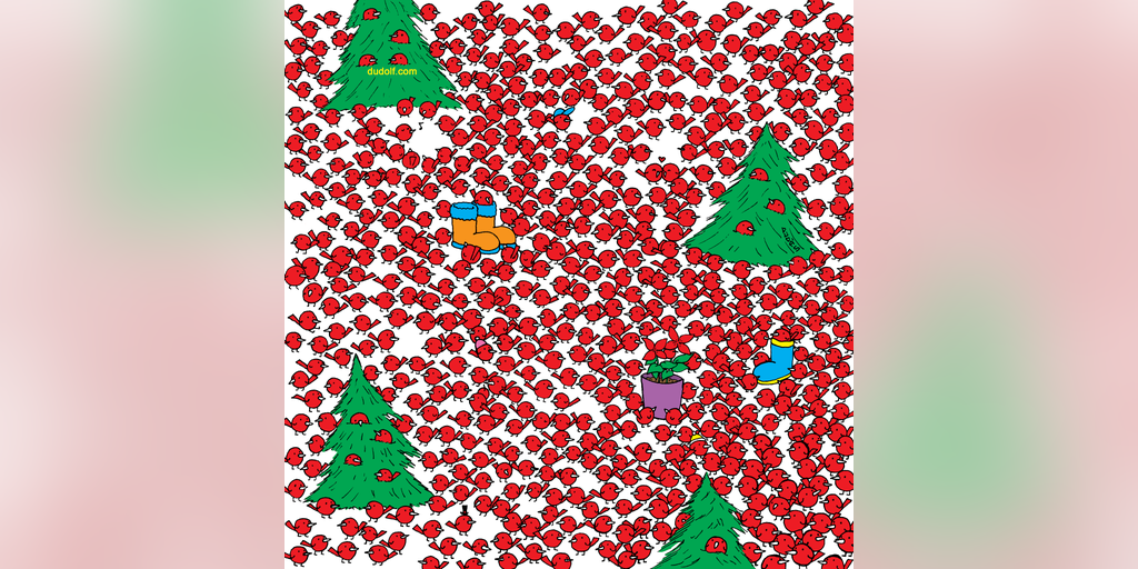 Photo hunt: Can you find the three apples hidden among the red birds? - Vimarsana News