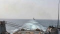 In this image provided by the U.S. Navy, the amphibious dock landing ship USS Carter Hall and amphibious assault ship USS Bataan transit the Bab al-Mandeb strait on Aug. 9, 2023.
