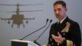 U.S. Navy Vice Adm. Brad Cooper, who heads the Navy's Bahrain-based 5th Fleet, speaks at an event at the International Defense Exhibition and Conference in Abu Dhabi, United Arab Emirates, Feb. 21, 2023. Iran is "very directly involved" in attacks by Yemen's Houthi rebels on shipping over Israel's war on Hamas in the Gaza Strip, Cooper told The Associated Press on Monday, Jan. 22, 2024.