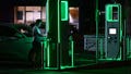 A driver charges his electric vehicle at a charging station as the California Independent System Operator announced a statewide electricity Flex Alert urging conservation to avoid blackouts in Monterey Park, California on August 31, 2022.