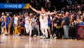 Nikola Jokic #15 of the Denver Nuggets celebrates after making the game winning three point basket against the Golden State Warriors on January 4, 2024 at Chase Center in San Francisco, California.