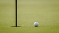 A general view of a golf ball and flag pole during Day Two of the B-NL Challenge Trophy at The Dutch golf course  on August 27, 2021 in Spijk, Netherlands.