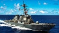 The Arleigh Burke-class guided-missile destroyer USS Fitzgerald is seen in the Pacific Ocean in September 2014. China reportedly has carried out a simulated attack against a U.S. aircraft carrier strike group.