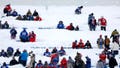 Fans take their seats in the snow before the game between the Buffalo Bills and the Pittsburgh Steelers at Highmark Stadium on January 15, 2024 in Orchard Park, New York.