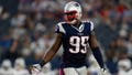 Defensive end Chandler Jones #95 of the New England Patriots during the second half of the NFL game against the Dallas Cowboys at AT&amp;amp;T Stadium on October 11, 2015 in Arlington, Texas.