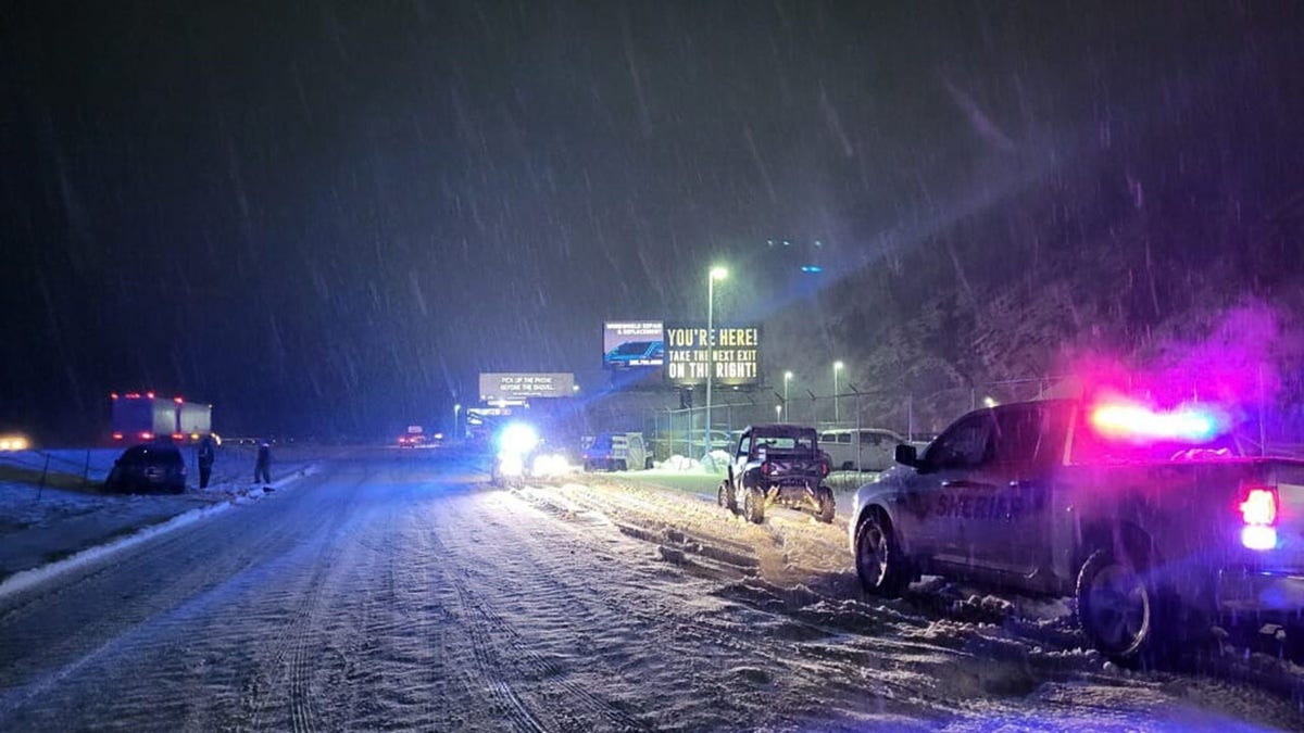 Emergency cars, snow