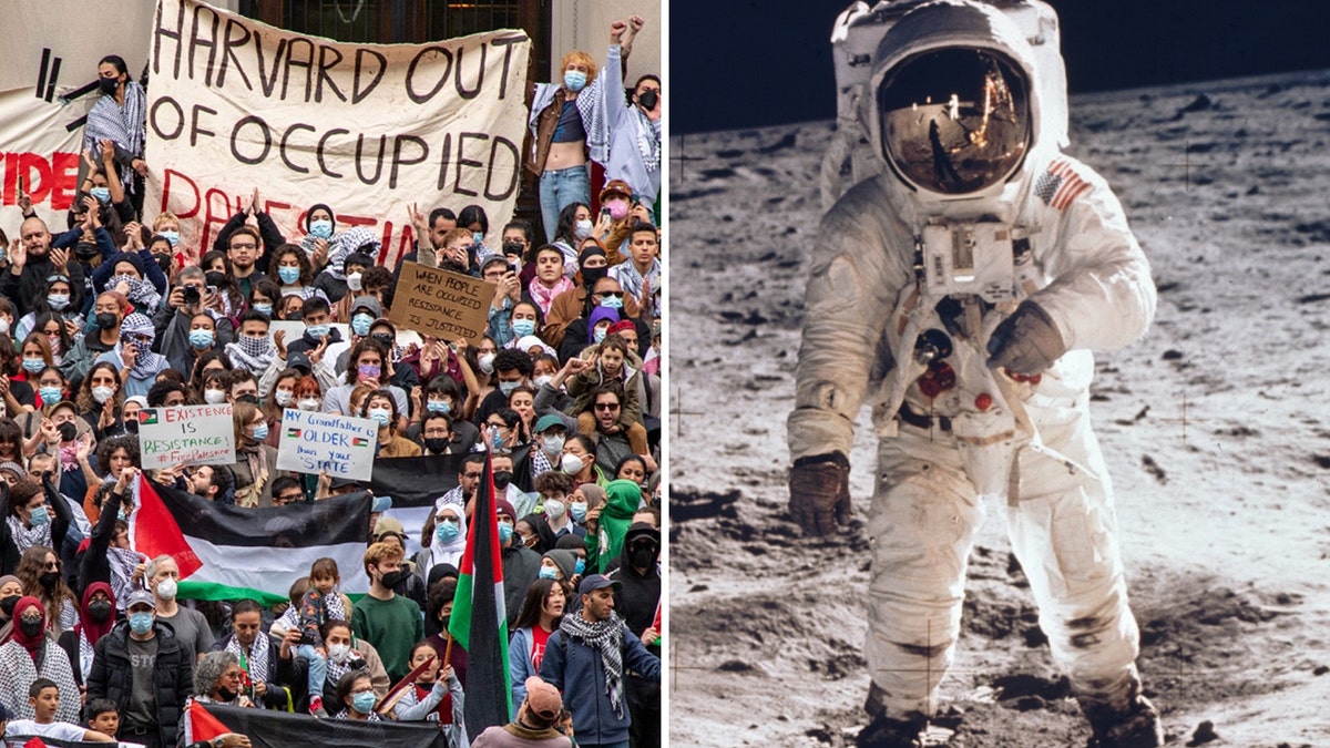 Harvard protest, moon landing