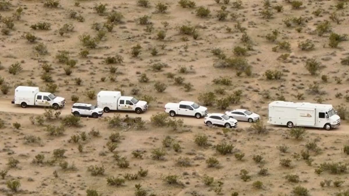 A line of white colored police vehicles could be seen parked outside the area.