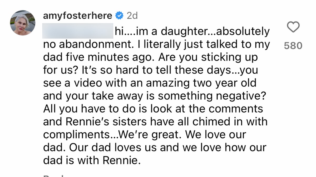 Amy Foster's Instagram comment