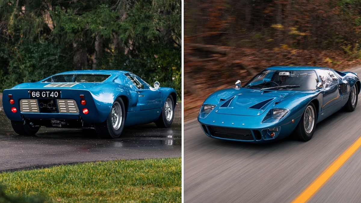 Mecum Auctions listed a very rare 1966 Ford GT40 Mkl Road Car on Jan. 2, 2024. Here are two views of the car. 