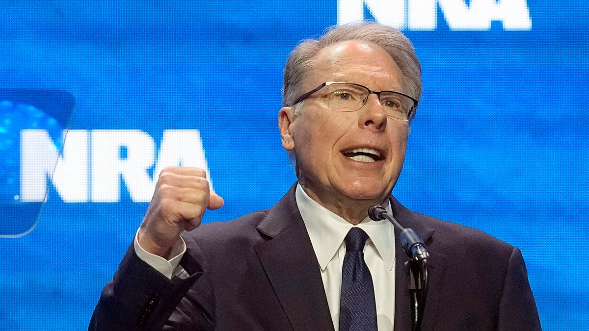 LaPierre on stage at NRA event