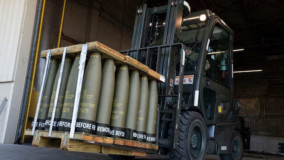 Ammunition on a forklift