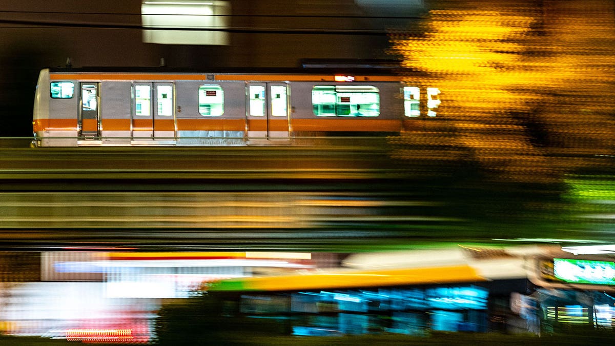Train travels through Akihabara