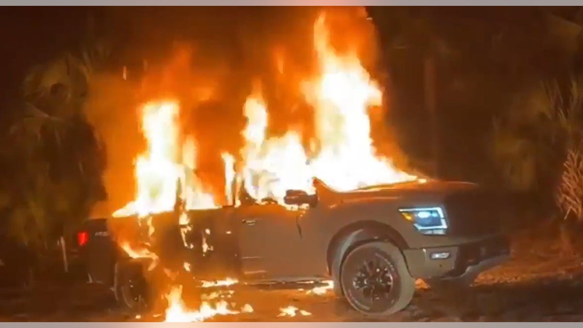 Amber Renee Estep's husband's burning truck