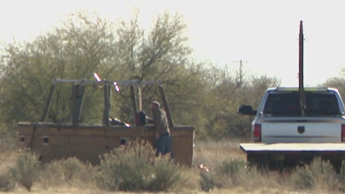 Scene from hot air balloon crash that killed four people in Arizona
