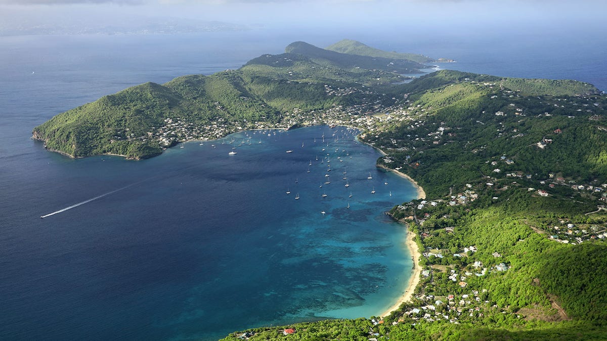 An aerial view of Bequia Island