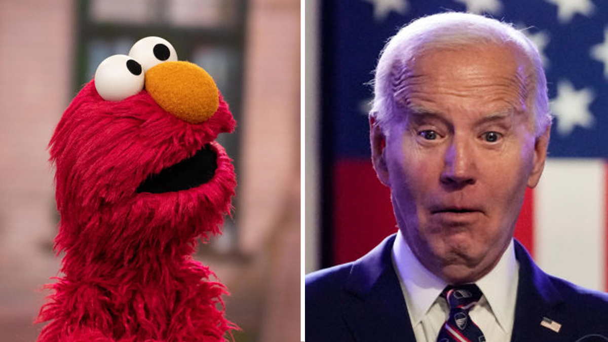 Elmo next to President Biden