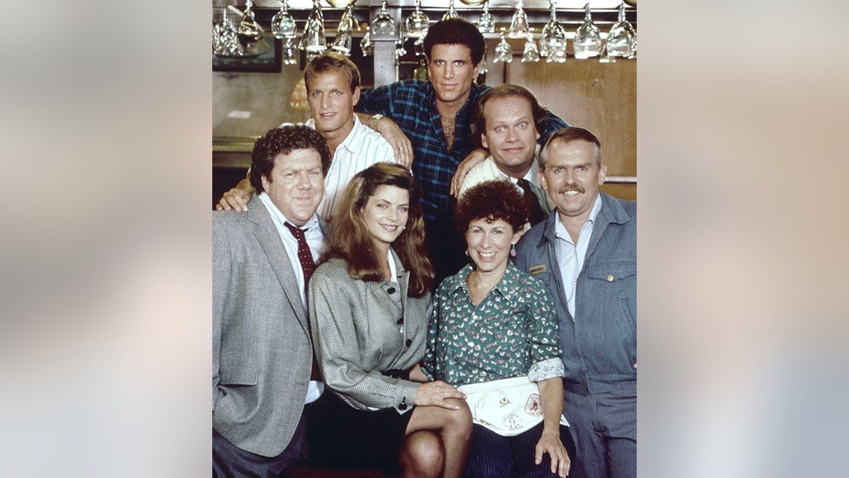 The cast of Cheers poses for a picture