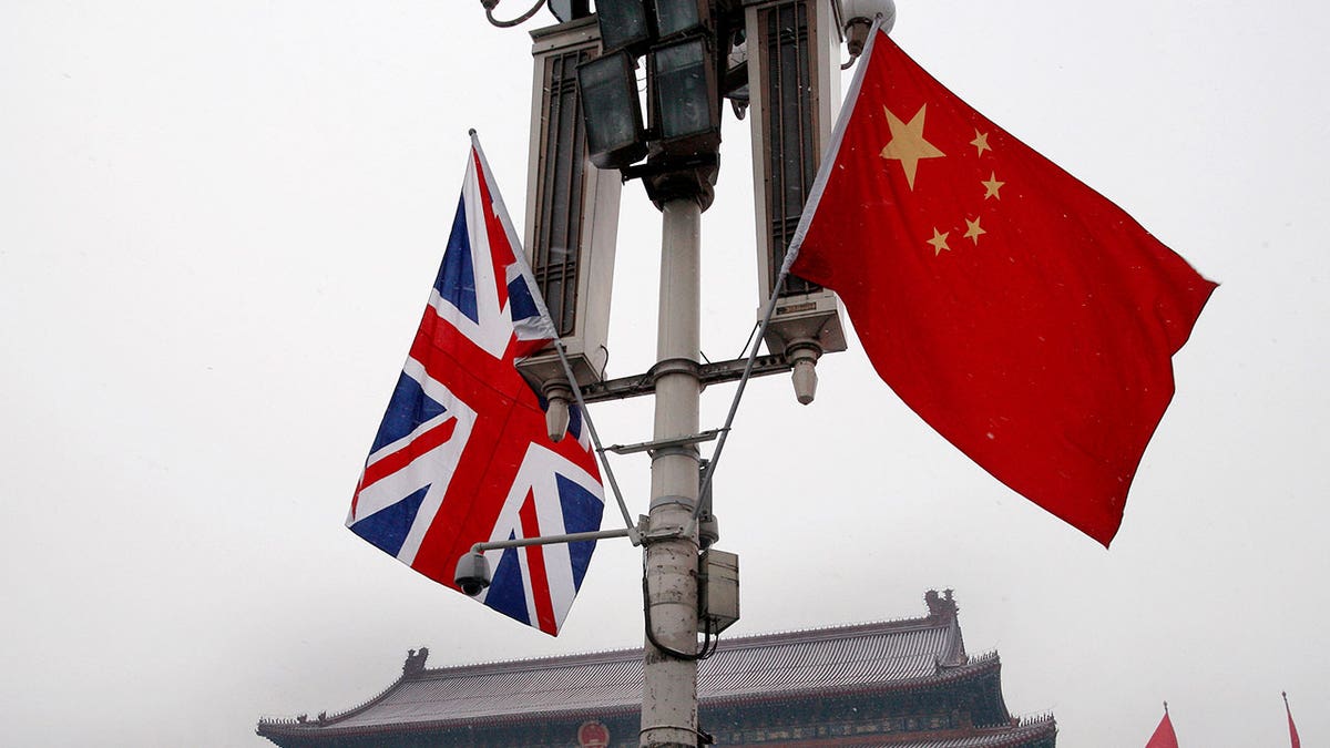 British and Chinese national flags