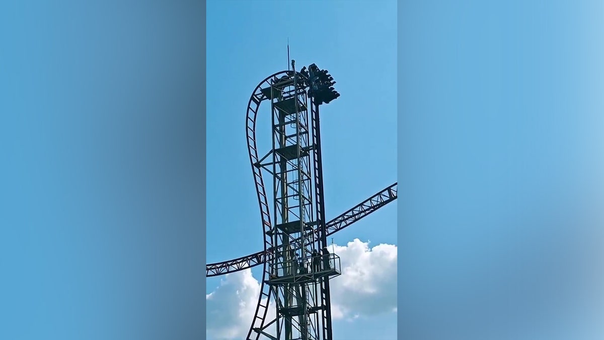 Roller coaster riders stuck 100 feet in air ride breaks down