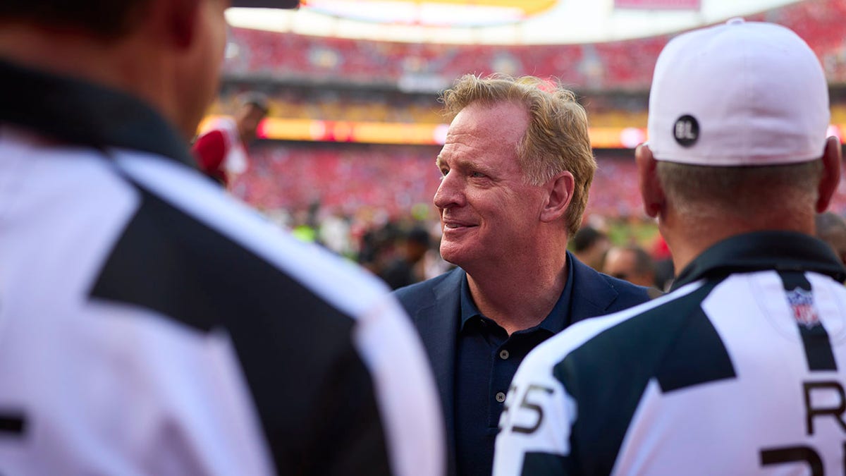 Roger Goodell visits with referees