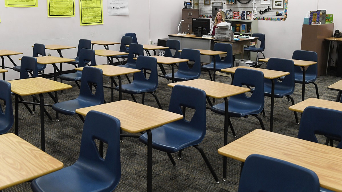 Empty school desks