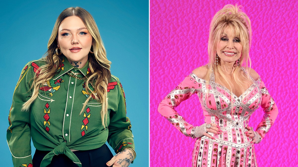 Side by side photos of Elle King and Dolly Parton