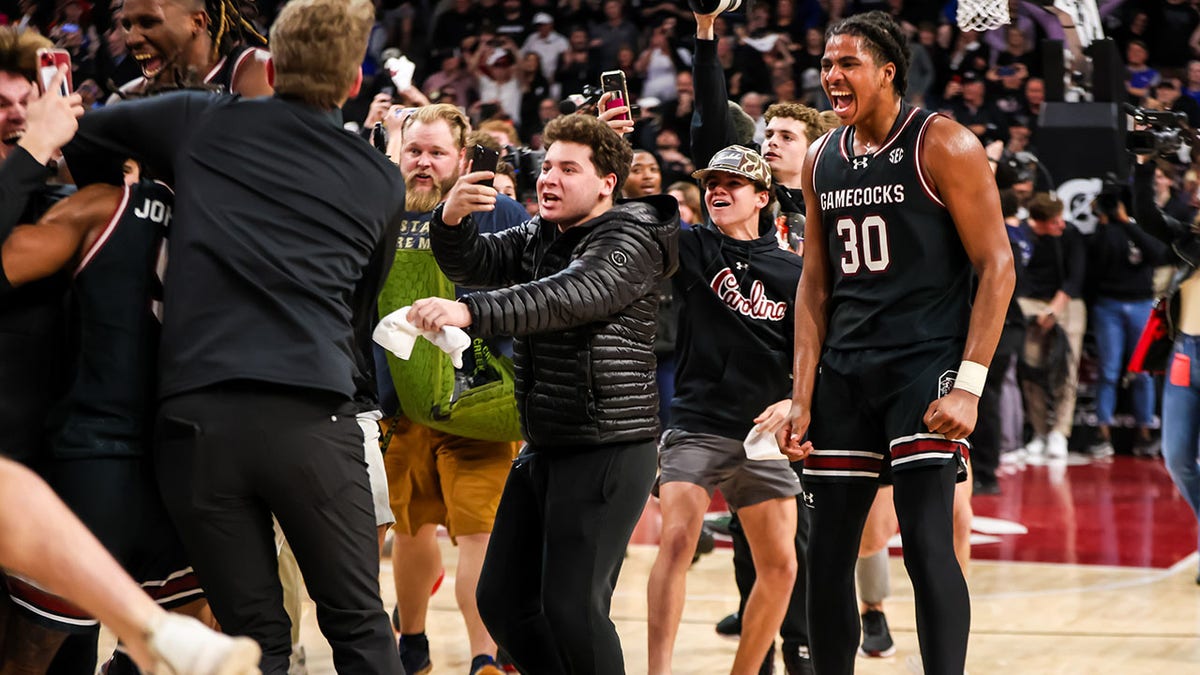 South Carolina players celebrate after a game