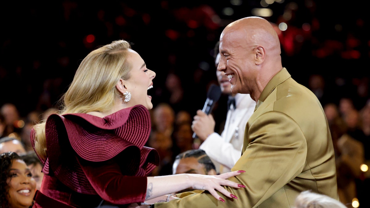 ADELE AND THE ROCK MEETING AT THE 2023 GRAMMYS