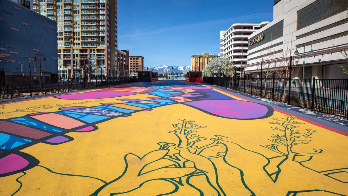 Artwork on a roof in Reno, Nevada