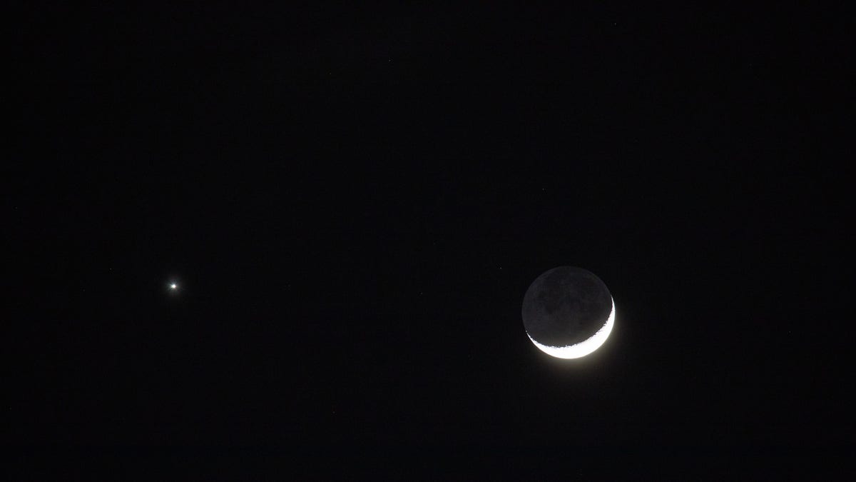 The moon and Venus in close conjunction