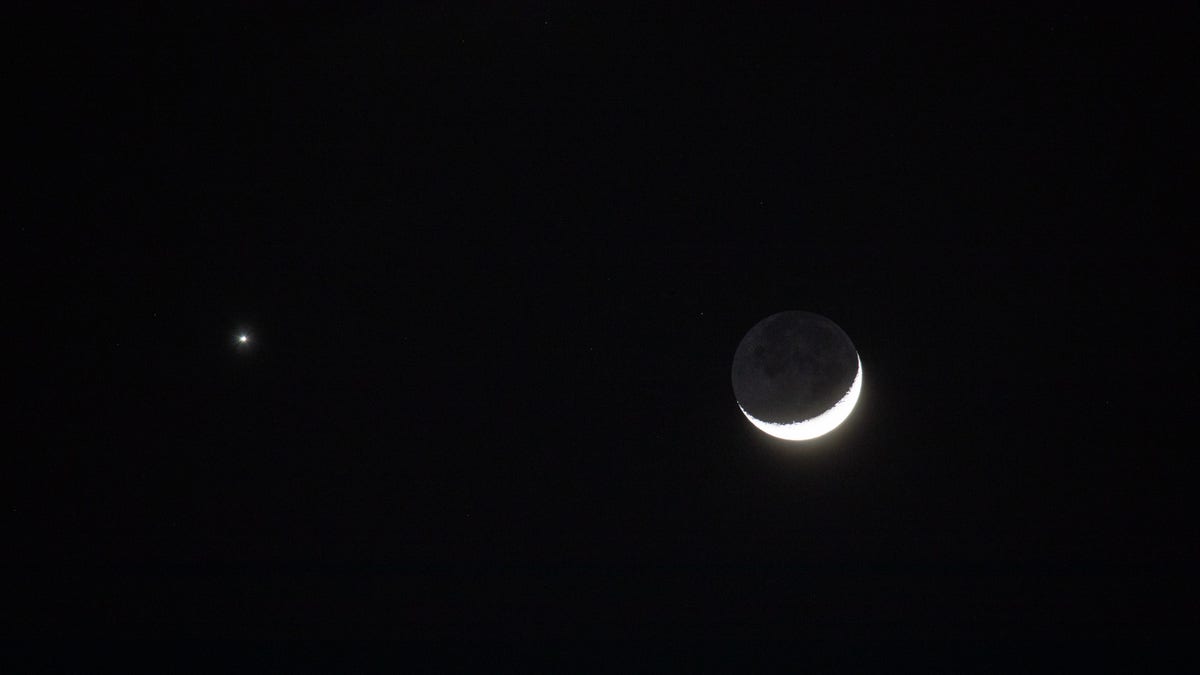 The moon and Venus in close conjunction