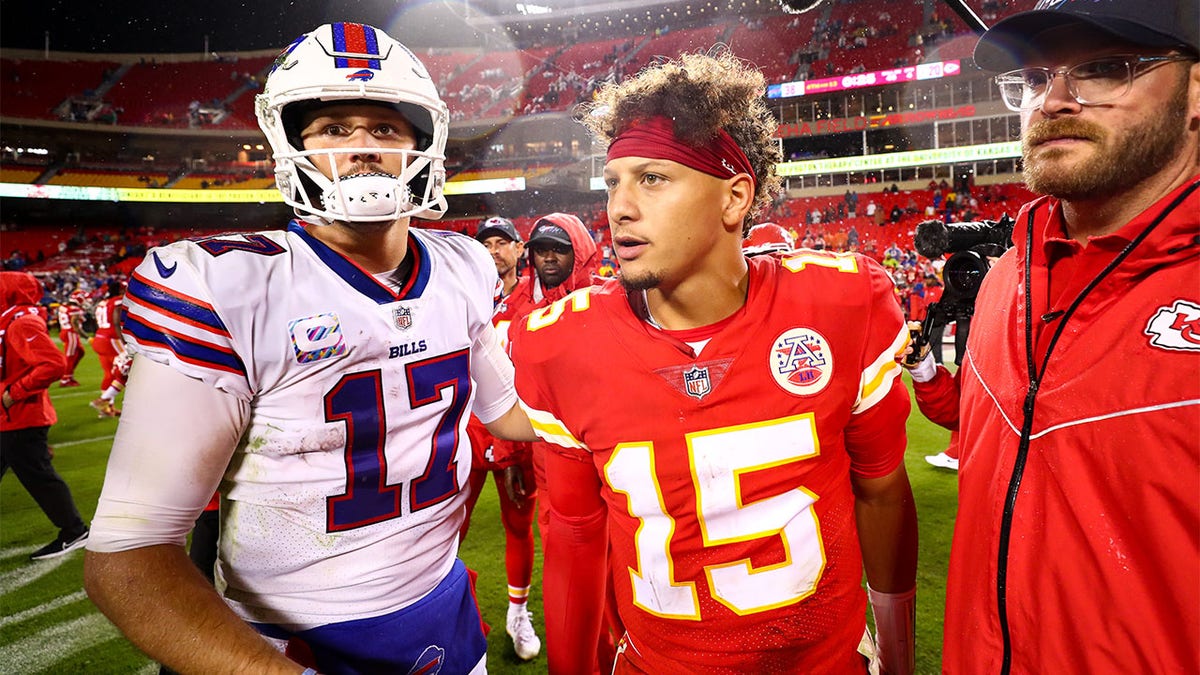 Josh Allen and Patrick Mahomes after a game