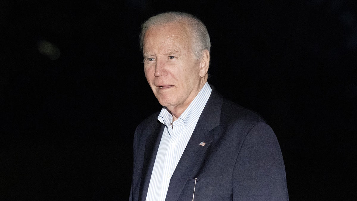 Biden on White House South Lawn at night