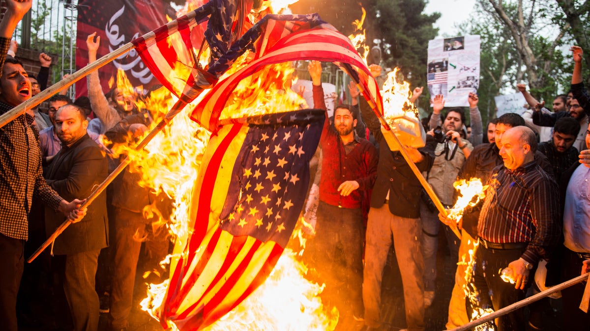 Iran flag burning