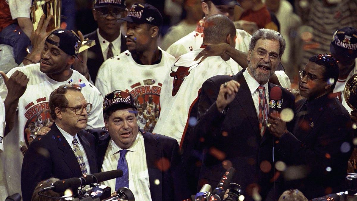 The Bulls celebrate a championship