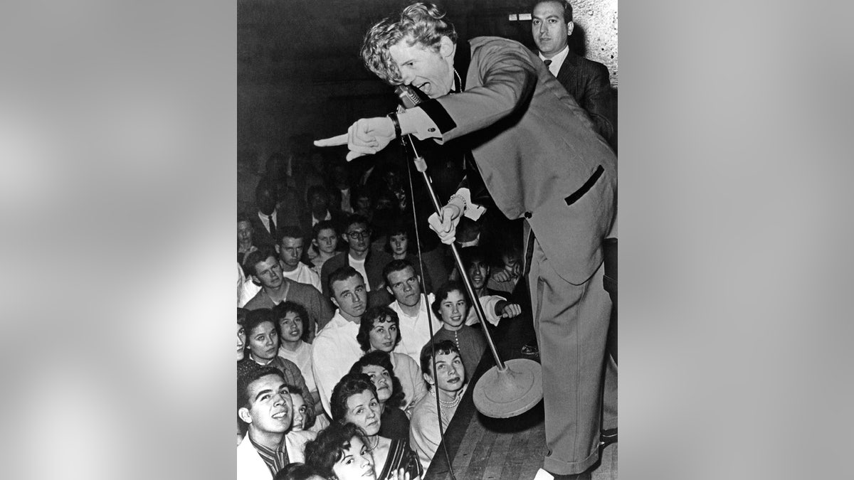 Jerry Lee Lewis performing at a concert
