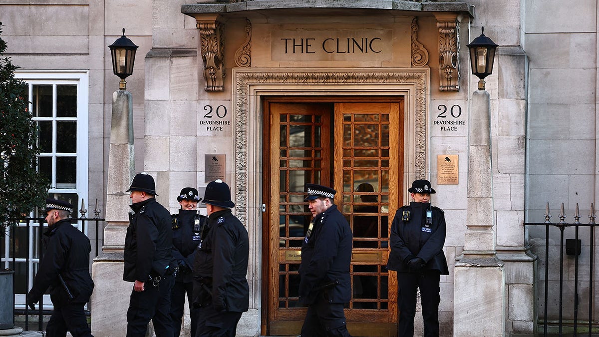 Police surrounding a London hospital