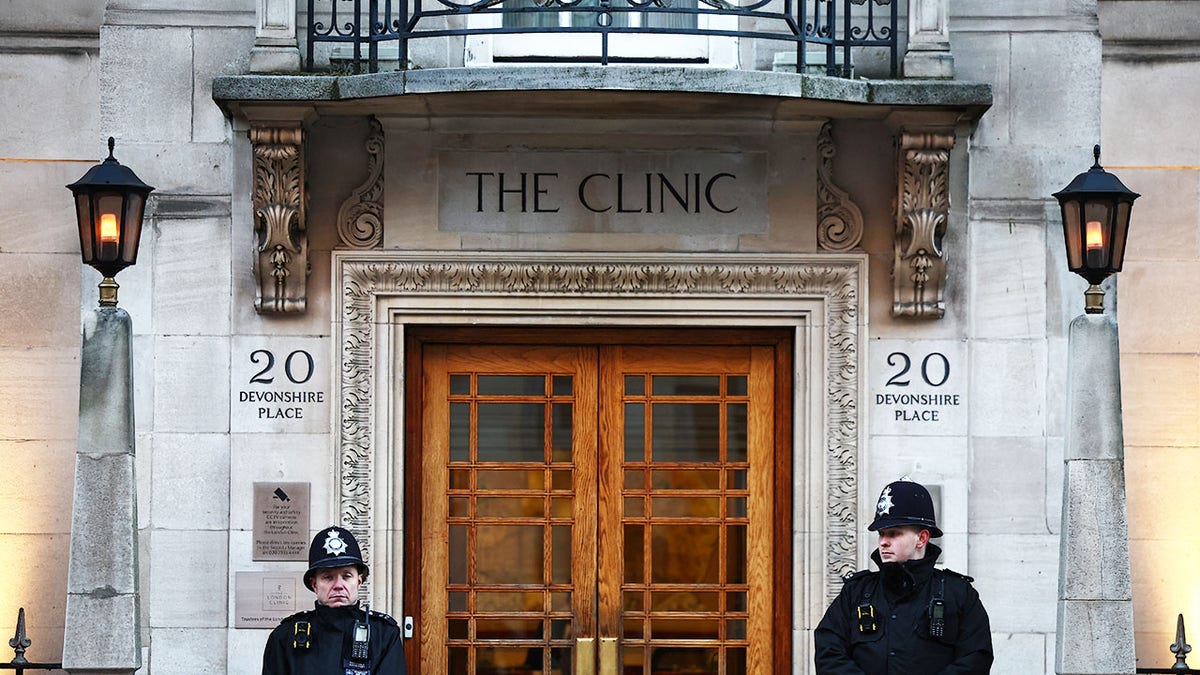 Police outside The London Clinic