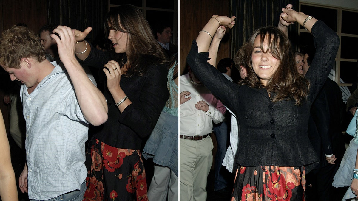A side-by-side photo of Kate Middleton dancing