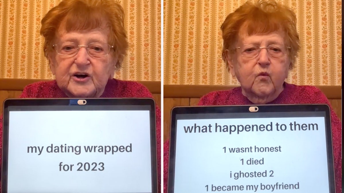 Grandma Droniak reveals her "dating wrapped" of 2023 in a TikTok video.